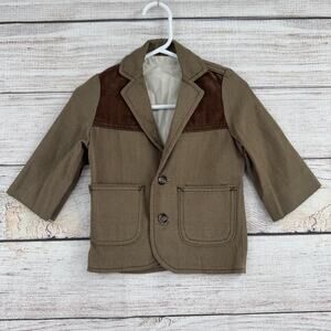 Vintage Billy The Kid Blazer Jacket Boys Size 2 Brown Western Corduroy Trim 70s